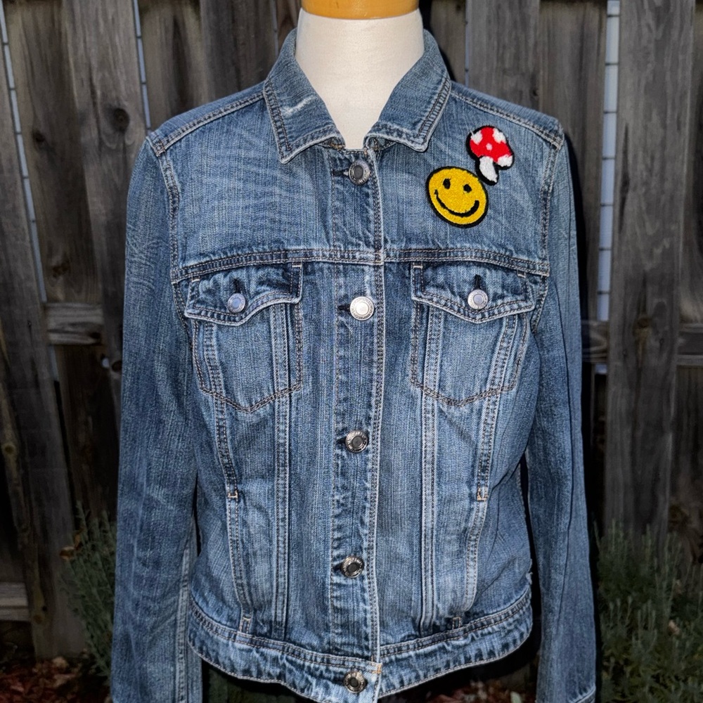 Retro 1960’s Inspired American Eagle Jean Jacket with Patches - M/L